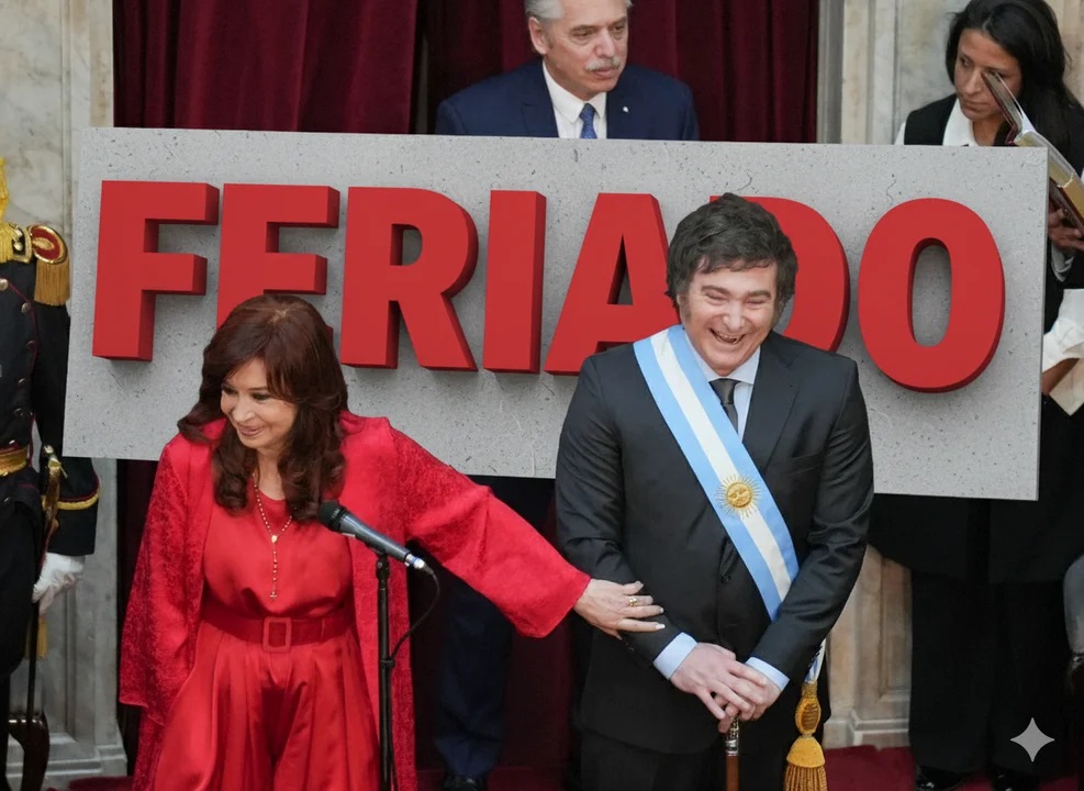 Cristina Kirchner, Javier Milei y Alberto Fernández