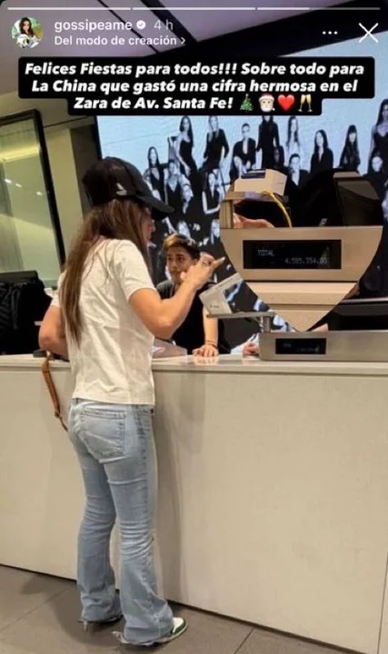 La foto que difundieron de la China Suarez, comprando en Navidad. Foto: Agencia NA (redes sociales).