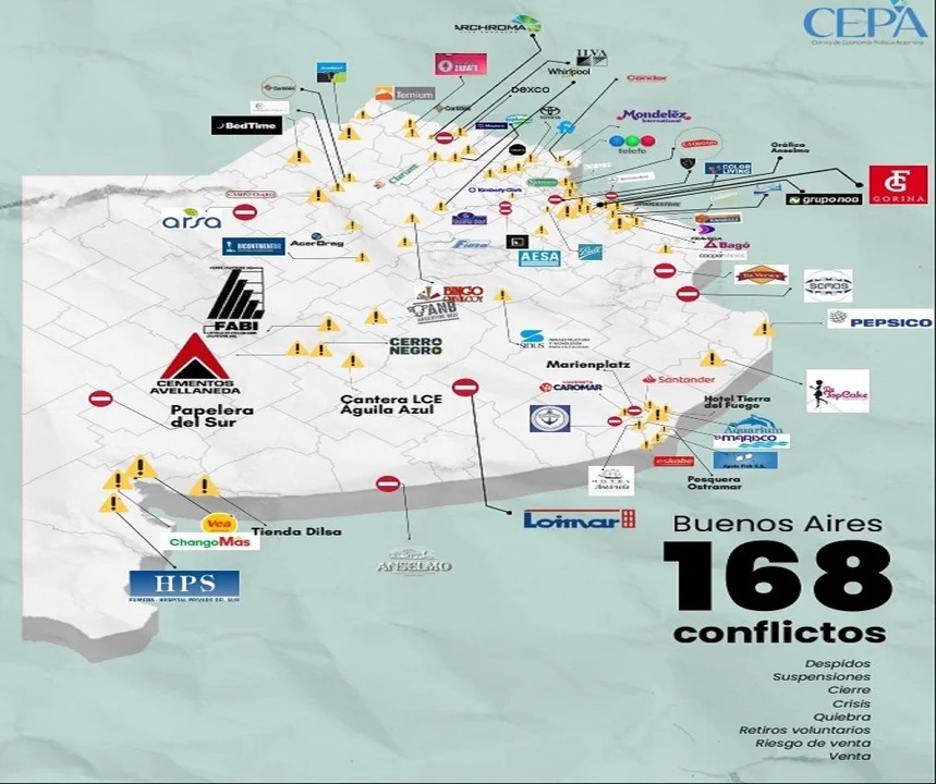 La provincia de Buenos Aires contabiliza 168 conflictos laborales