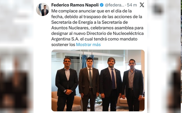 <br/>
El posteo de Ramos Napoli por la sucesi&oacute;n de Reidel. (Foto: Captura NA)<br/>
<br/>
