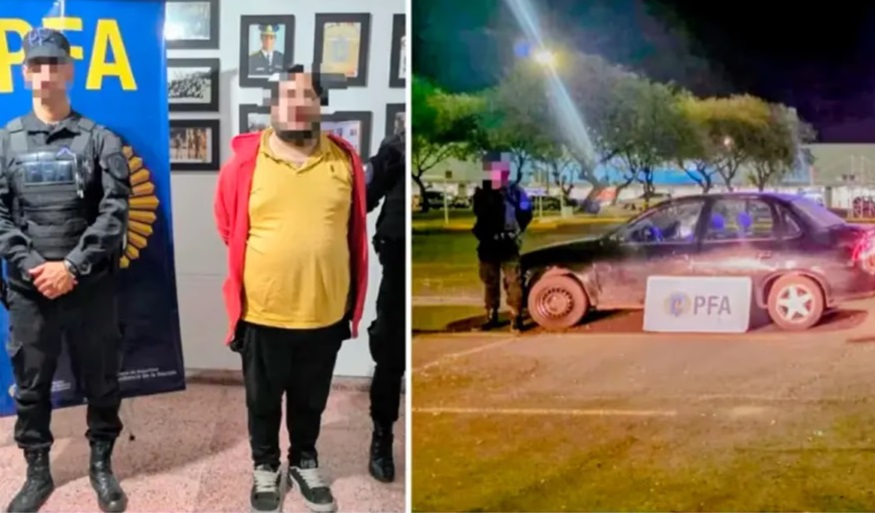 El detenido y el vehículo secuestrado.
