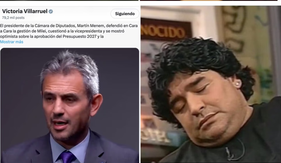El meme de Diego Maradona que us&oacute; Villarruel para responderle a Mart&iacute;n Menem /Agencia NA (Red X)