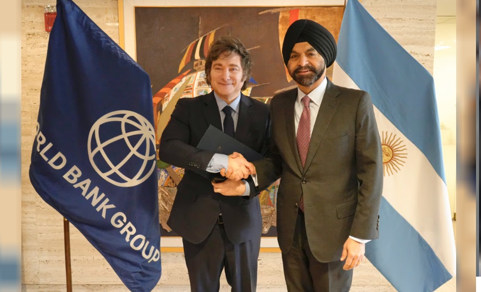 Javier Milei y el titular del Banco Mundial, Ajay Banga Banga.